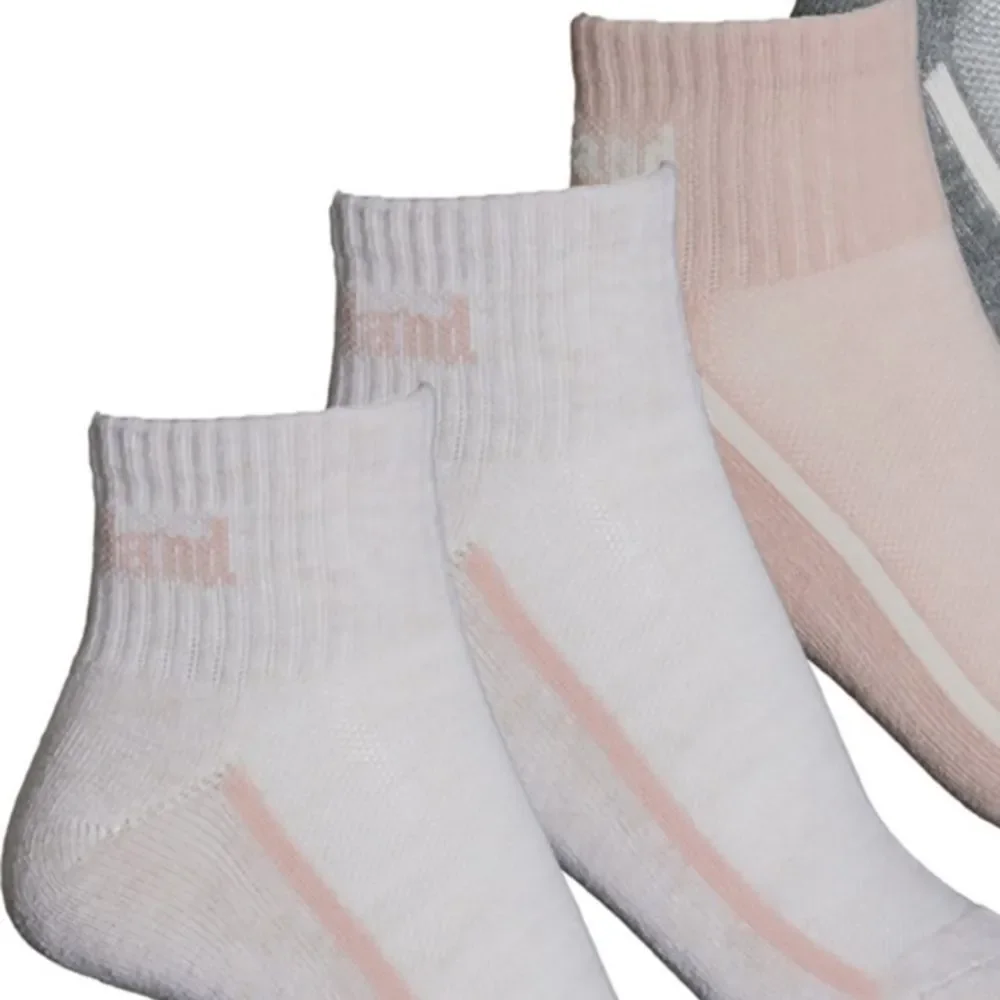 Timberland Ivory Gray Heather Aerated Half Cushioned Cotton Blend Socks 5 pack